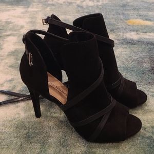 Black suede heels